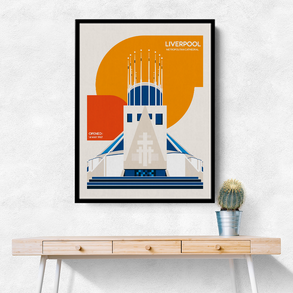 Liverpool Metropolitan Cathedral Retro Architecture Print