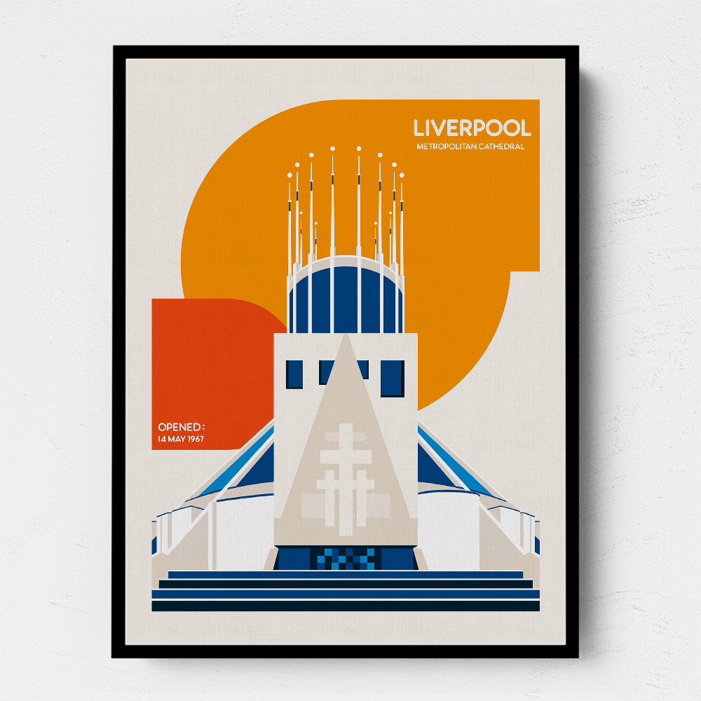 Liverpool Metropolitan Cathedral Retro Architecture Print