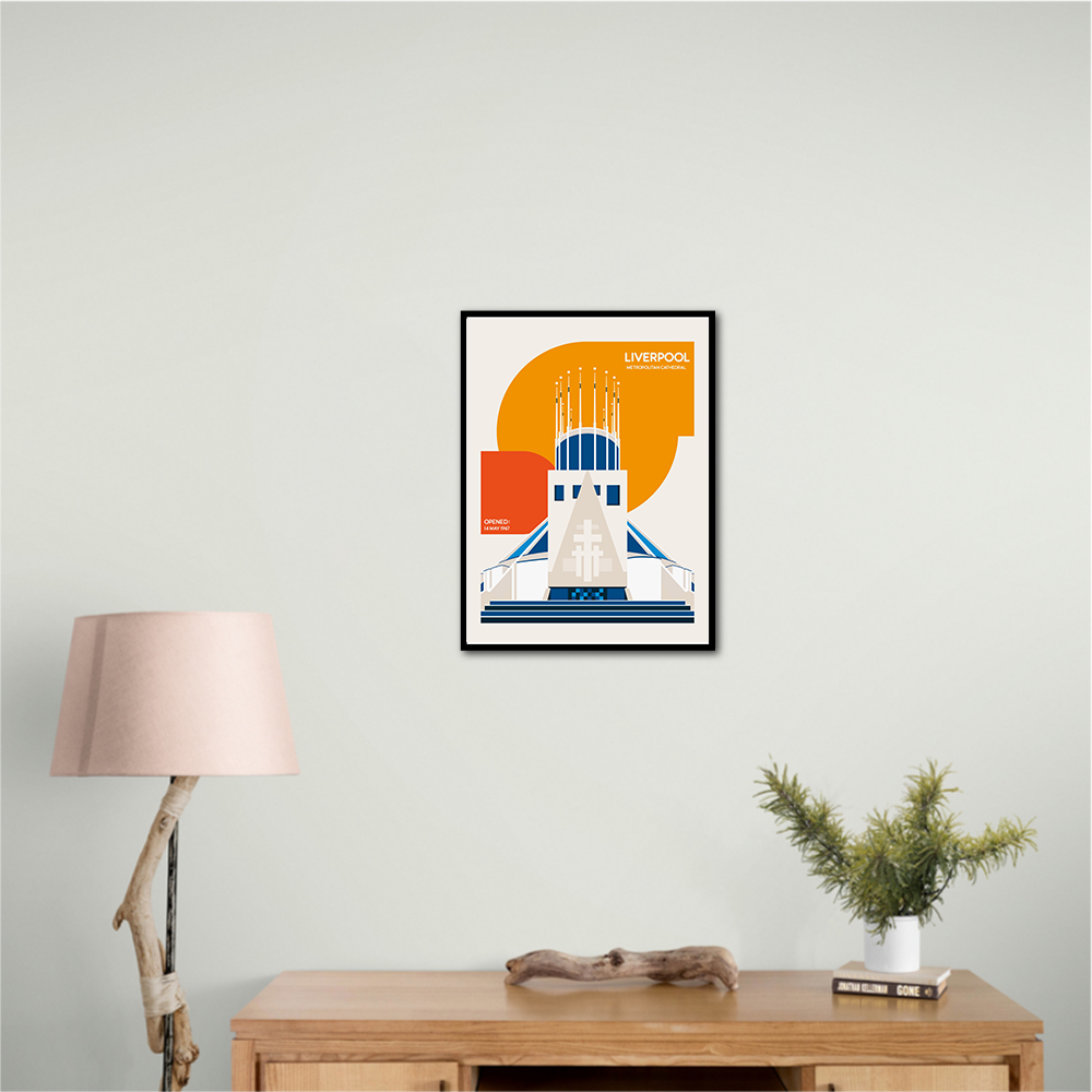 Liverpool Metropolitan Cathedral Retro Architecture Print