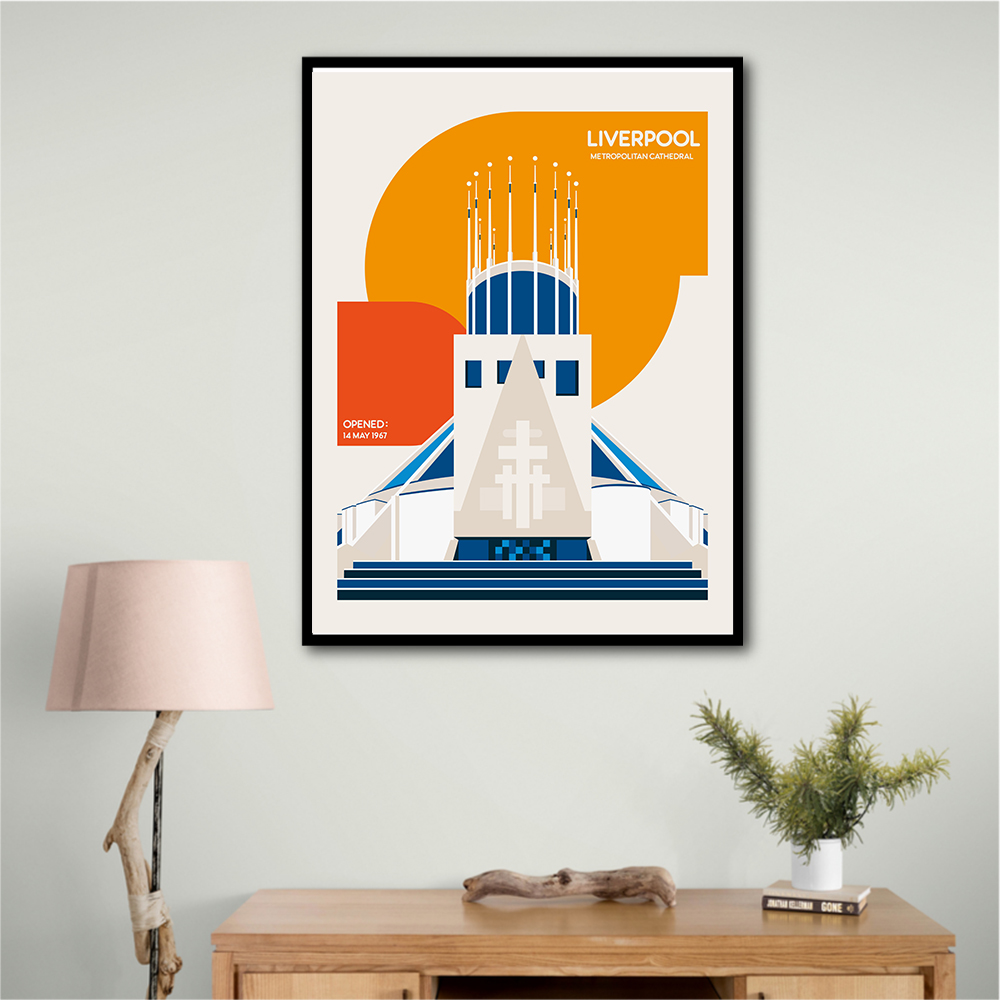 Liverpool Metropolitan Cathedral Retro Architecture Print