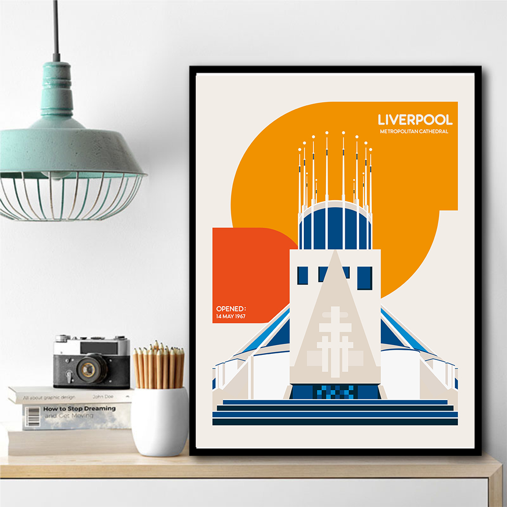 Liverpool Metropolitan Cathedral Retro Architecture Print