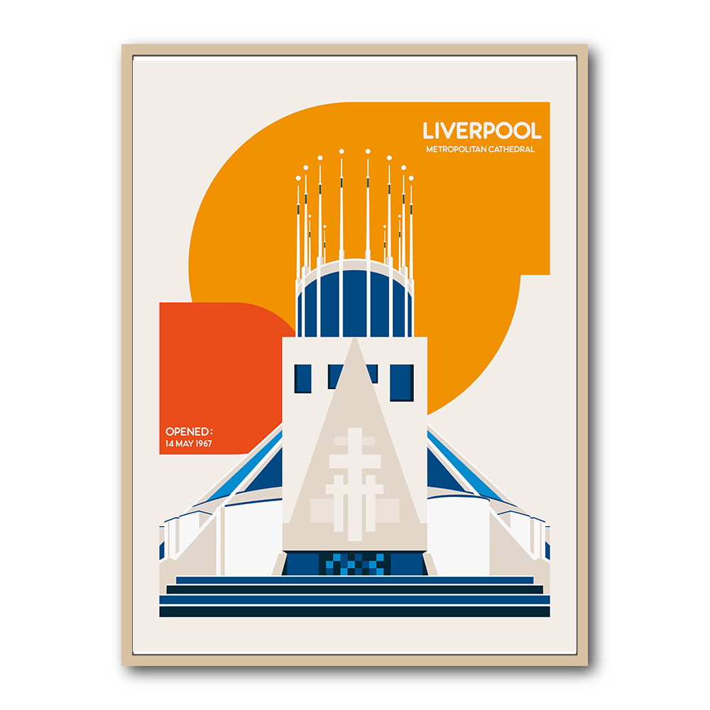 Liverpool Metropolitan Cathedral Retro Architecture Print