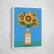 Sunflowers in Honey Whiskey Retro Illustration