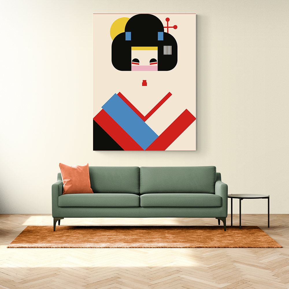 Geisha Girl Geometric Illustration