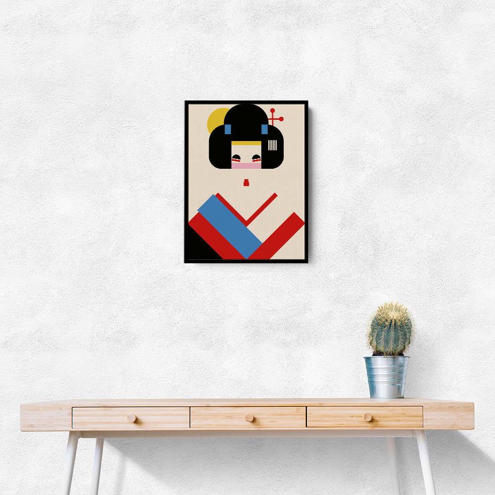 Geisha Girl Geometric Illustration