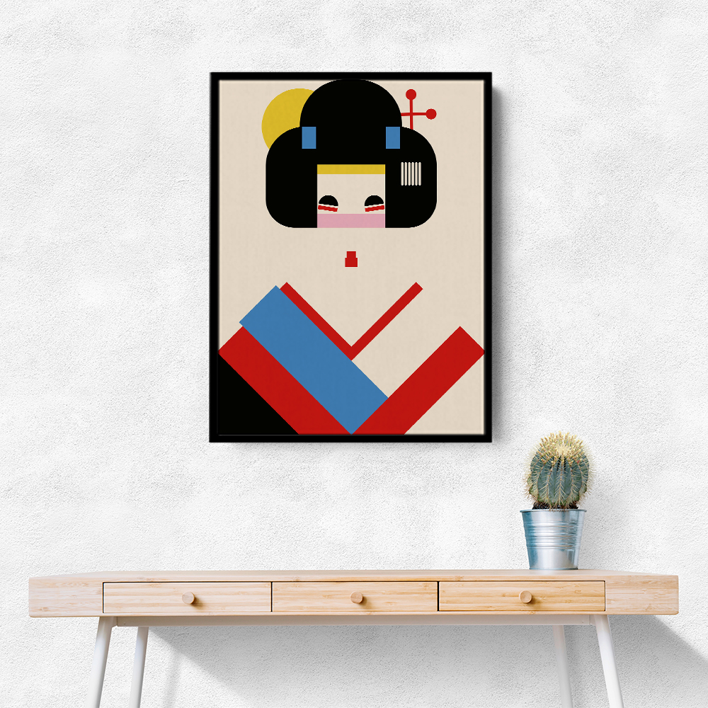 Geisha Girl Geometric Illustration