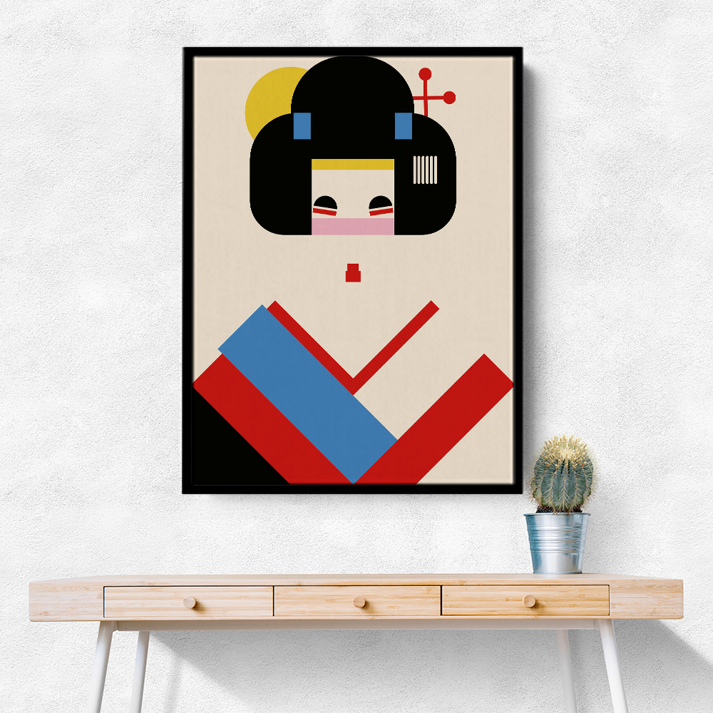 Geisha Girl Geometric Illustration