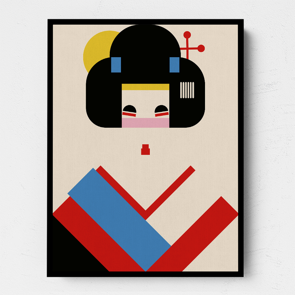 Geisha Girl Geometric Illustration