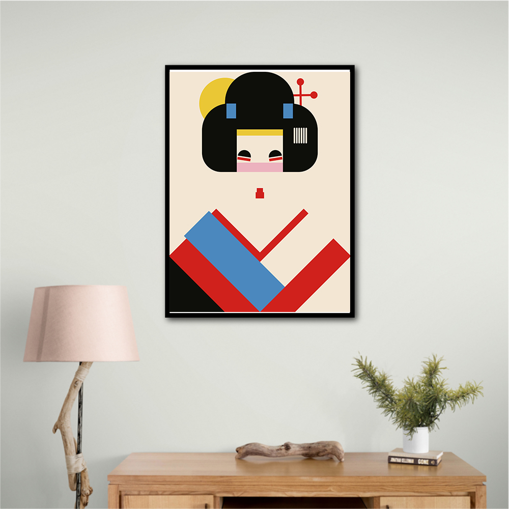 Geisha Girl Geometric Illustration