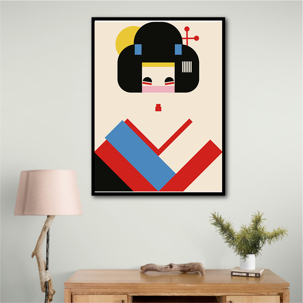 Geisha Girl Geometric Illustration