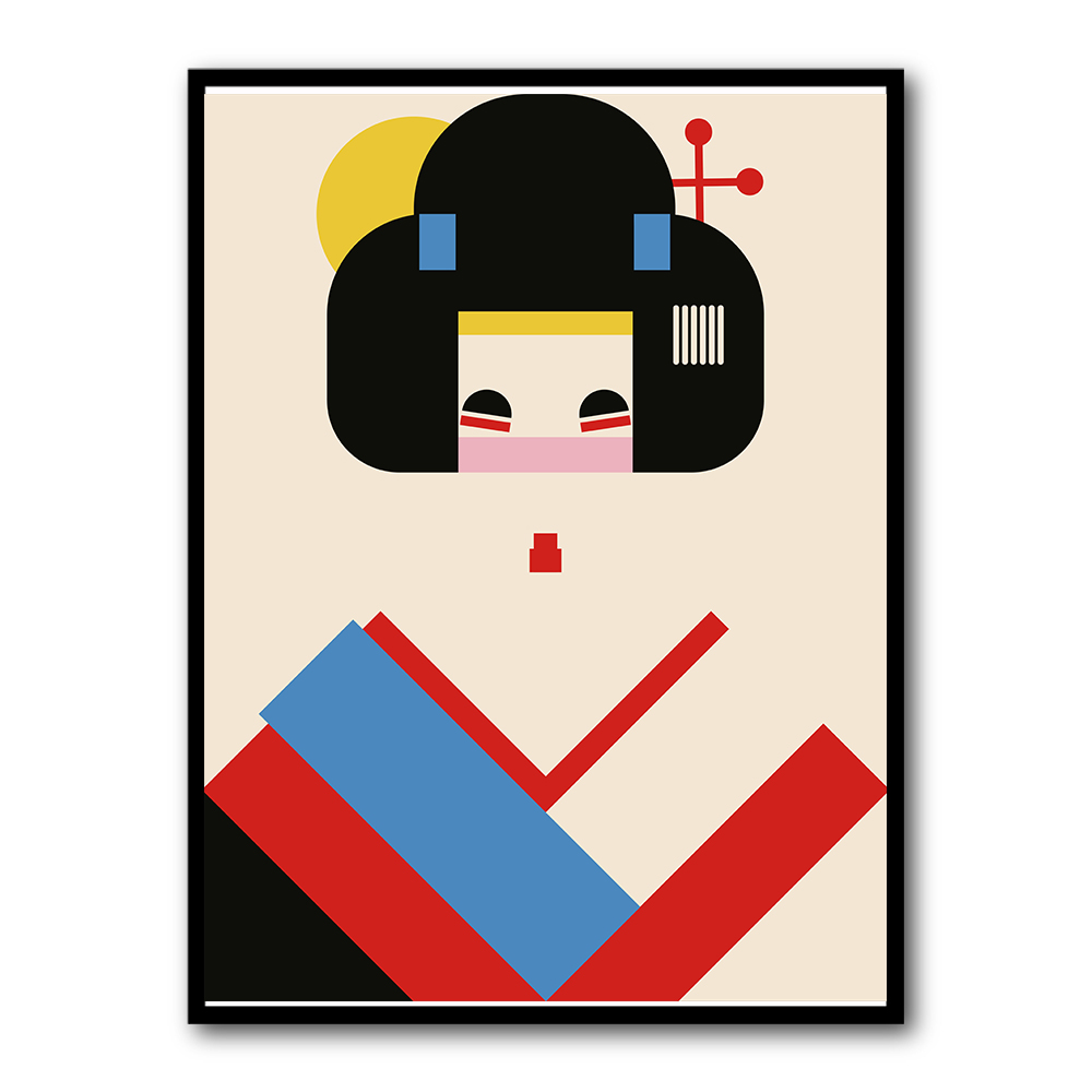 Geisha Girl Geometric Illustration