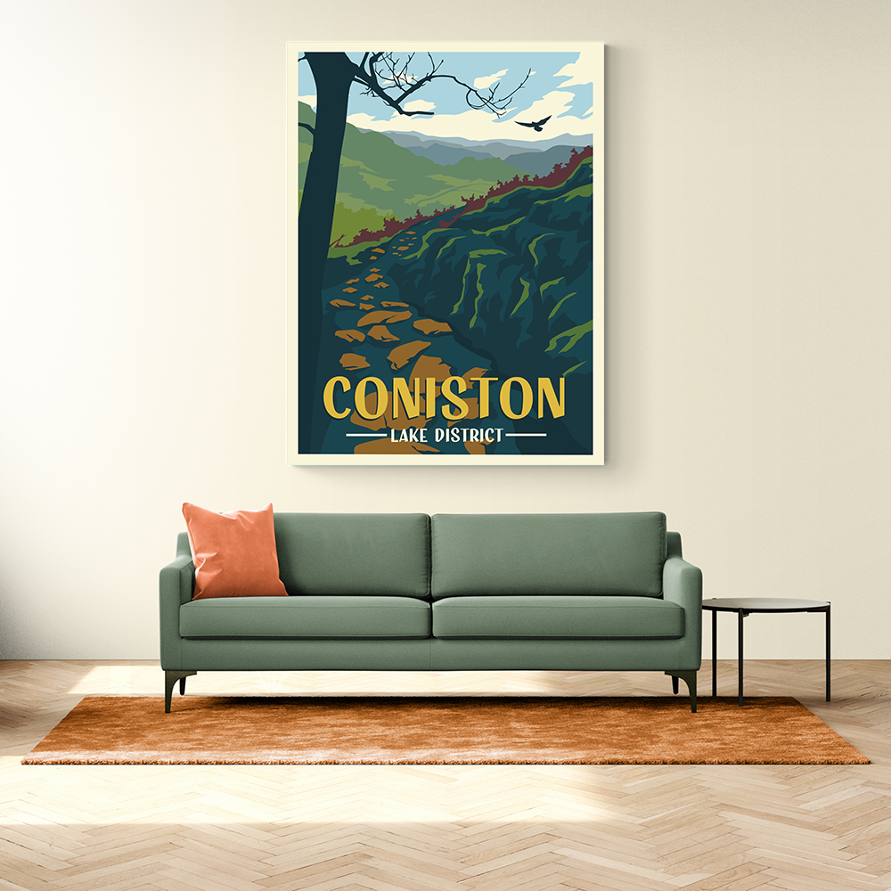 Coniston Lake District Travel Print