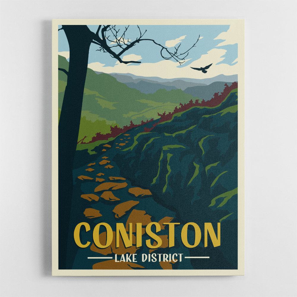 Coniston Lake District Travel Print