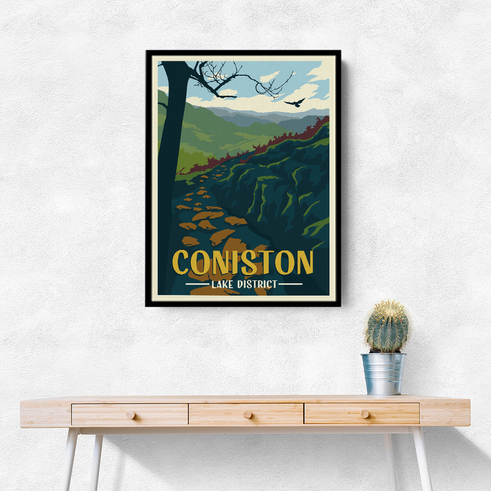 Coniston Lake District Travel Print