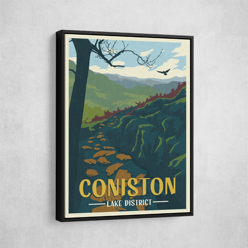 Coniston Lake District Travel Print