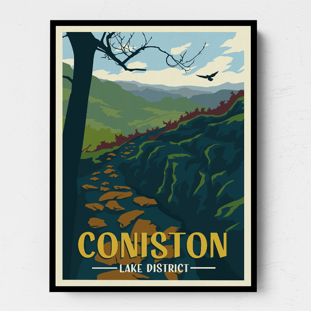 Coniston Lake District Travel Print