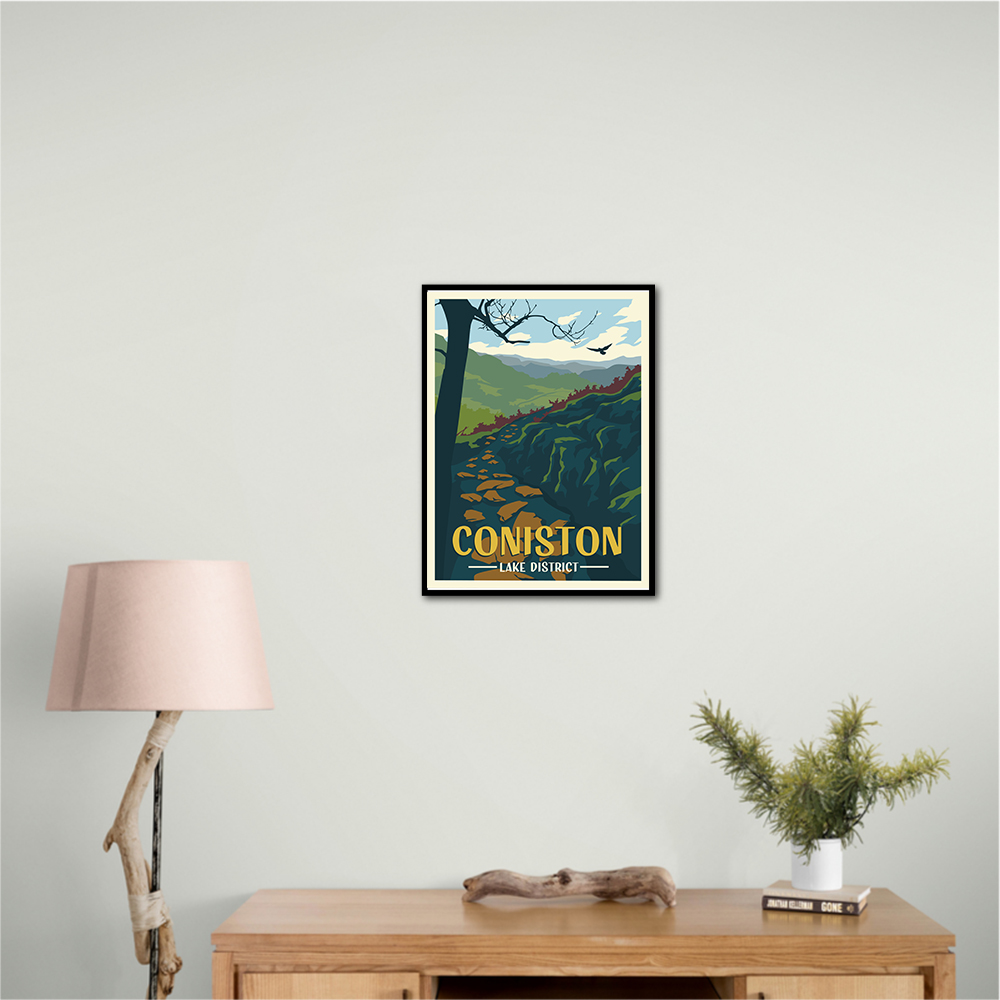 Coniston Lake District Travel Print