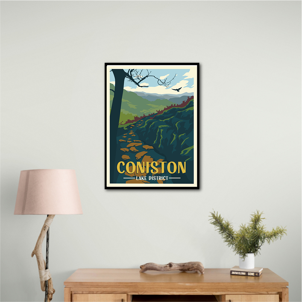 Coniston Lake District Travel Print