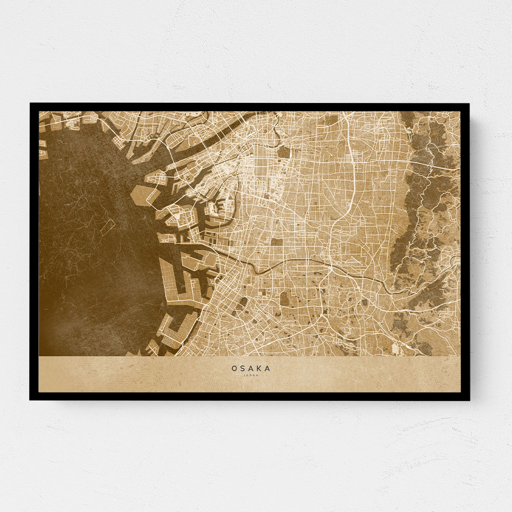 Sepia Map of Osaka