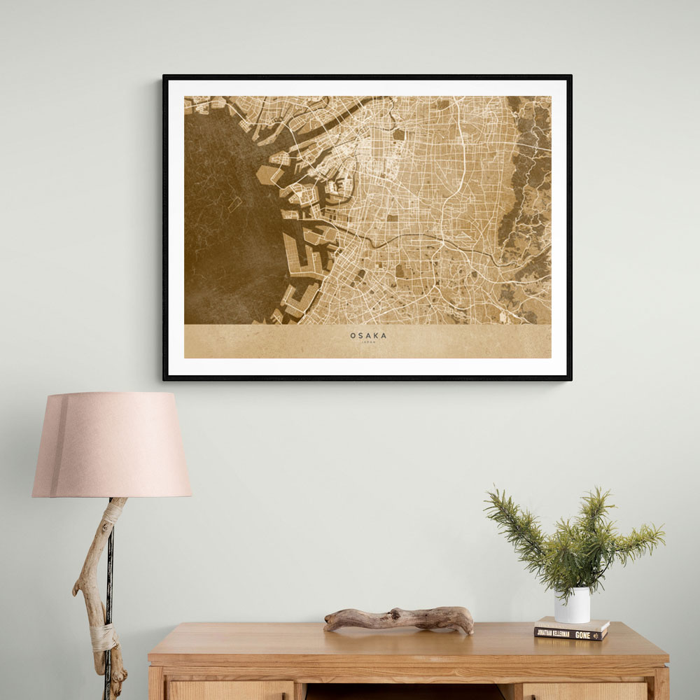 Sepia Map of Osaka