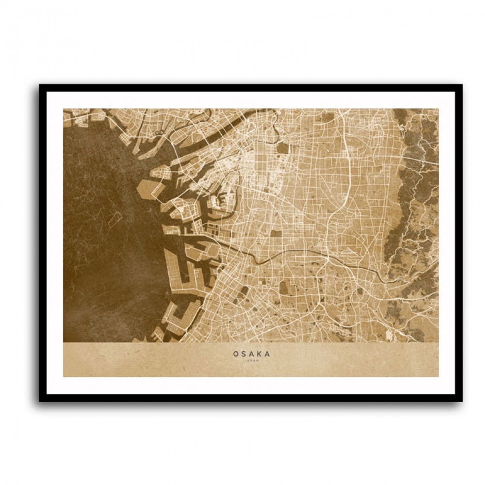 Sepia Map of Osaka