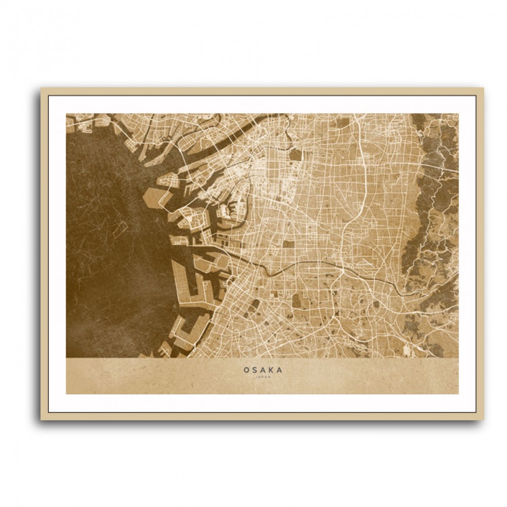 Sepia Map of Osaka