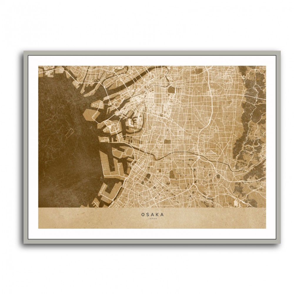 Sepia Map of Osaka