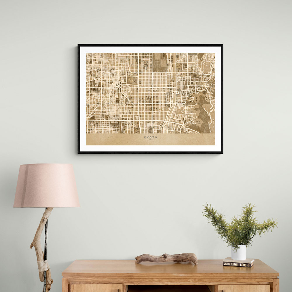 Sepia Map of Kyoto