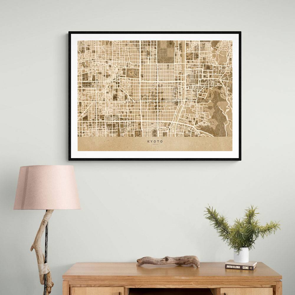 Sepia Map of Kyoto