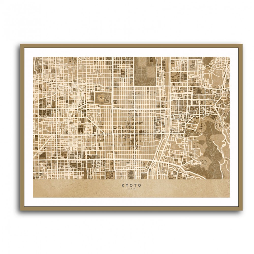 Sepia Map of Kyoto