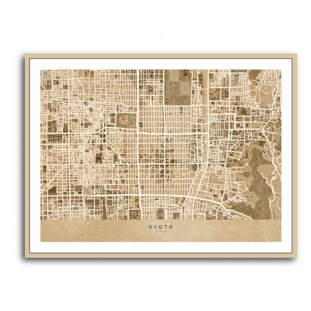 Sepia Map of Kyoto