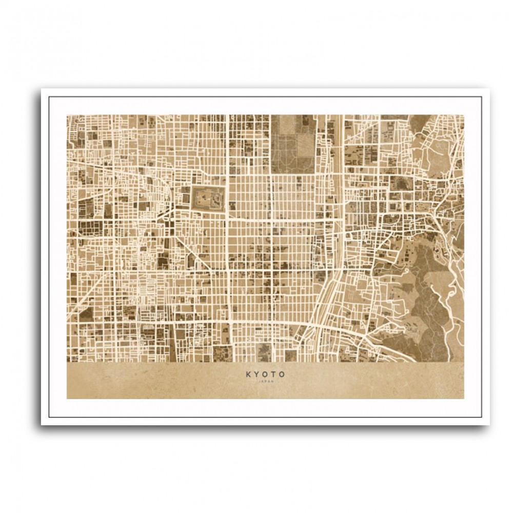 Sepia Map of Kyoto