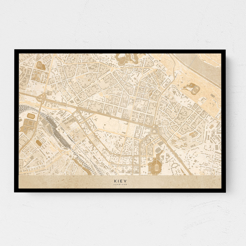 Sepia map of Kiev downtown