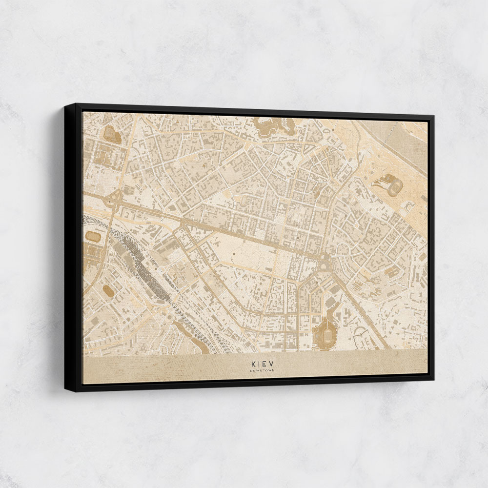 Sepia map of Kiev downtown