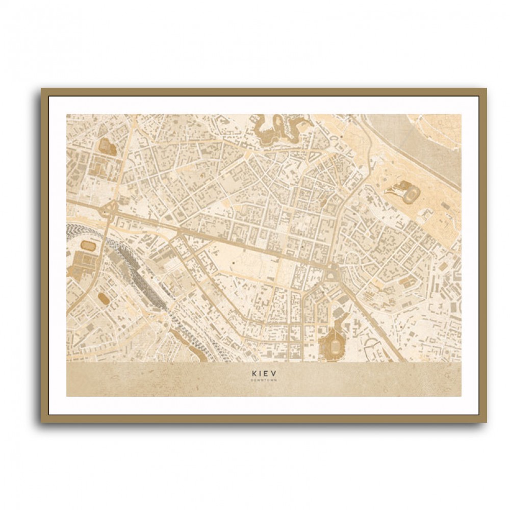 Sepia map of Kiev downtown