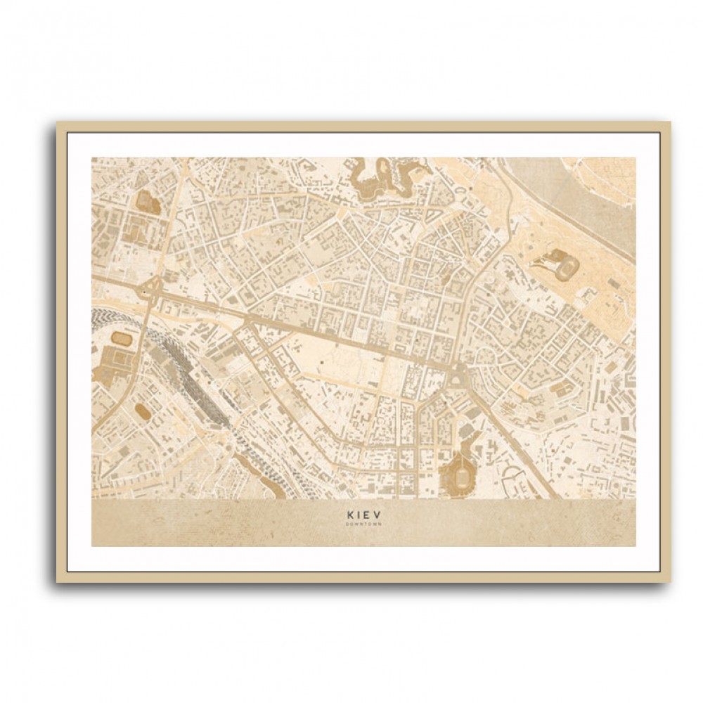 Sepia map of Kiev downtown