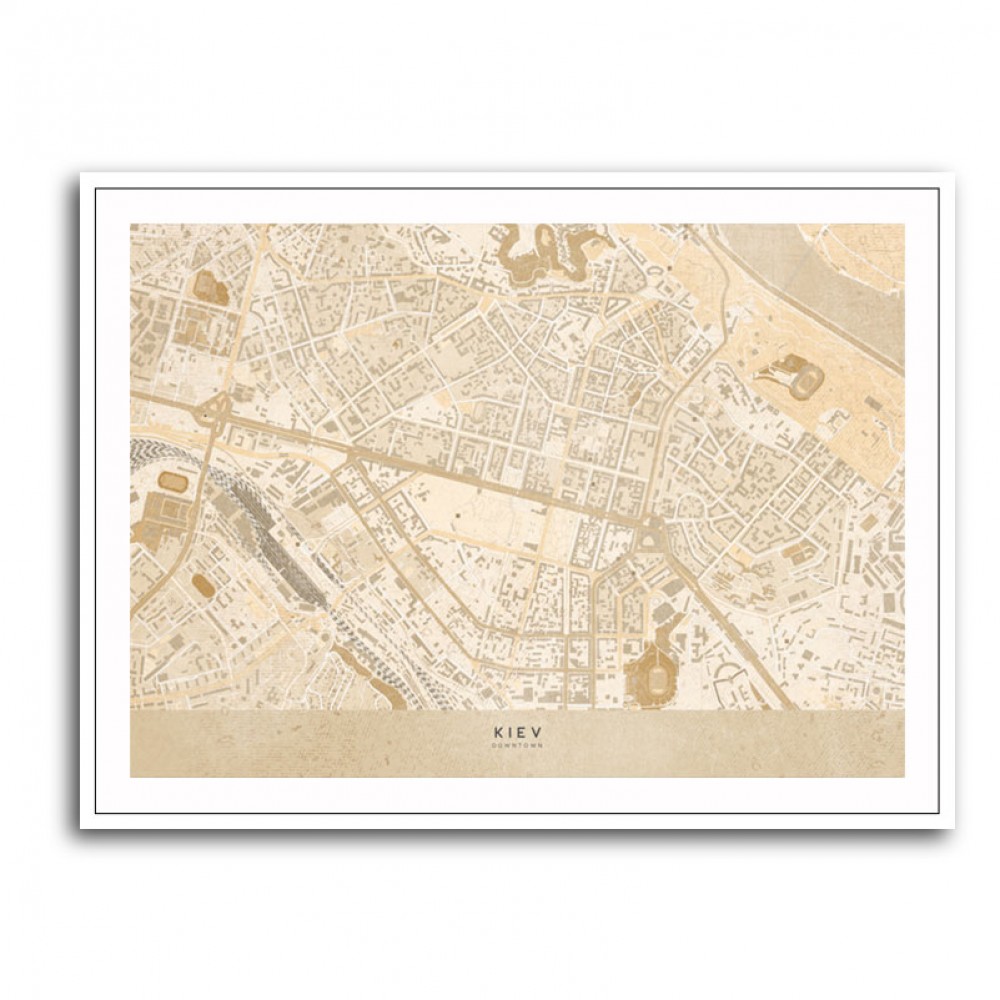 Sepia map of Kiev downtown