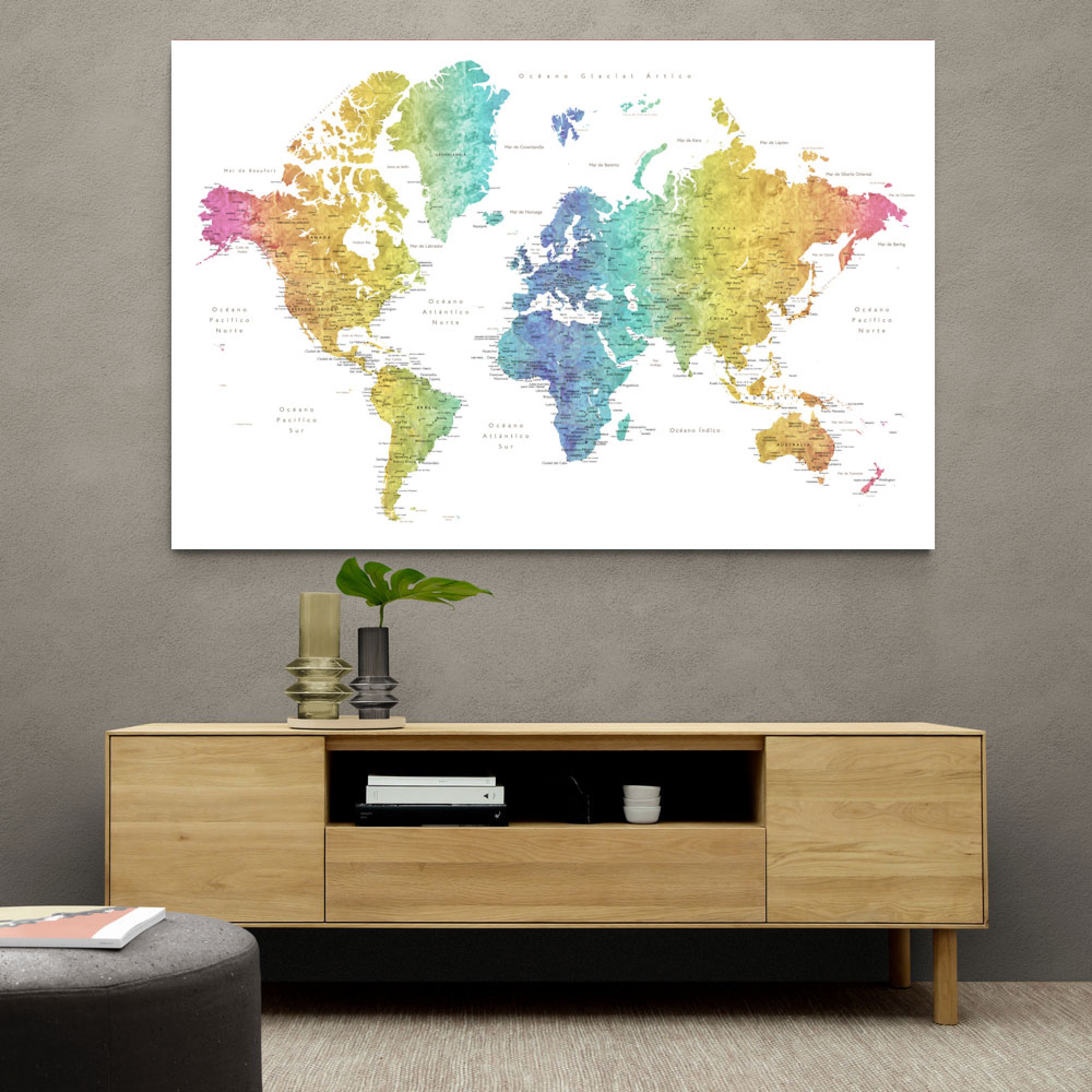 Jude world map in Spanish Wall Art