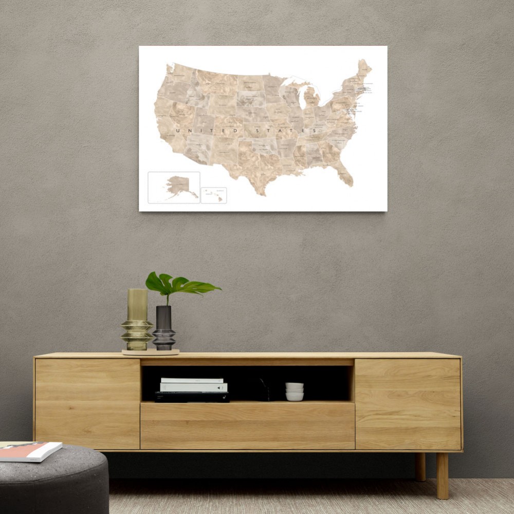 Taupe watercolor US map