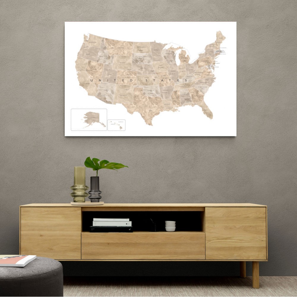 Taupe watercolor US map