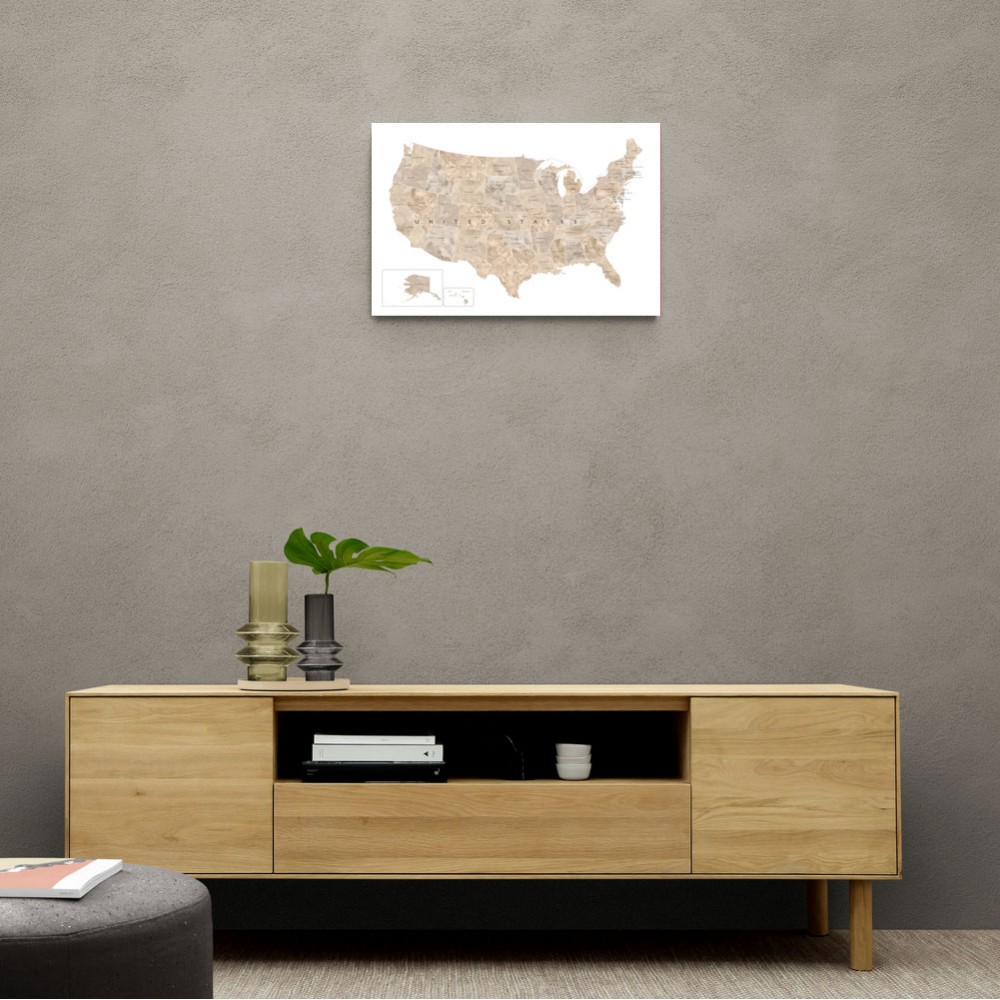 Taupe watercolor US map