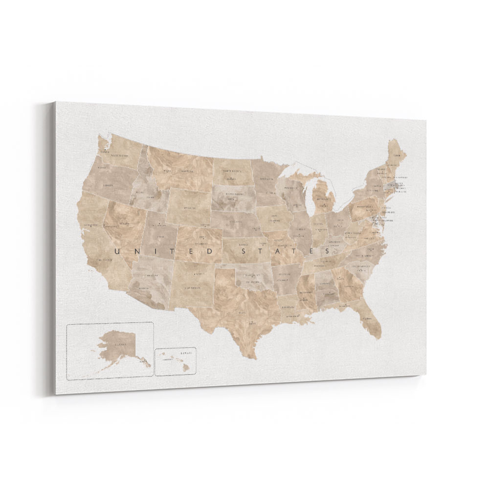 Taupe watercolor US map