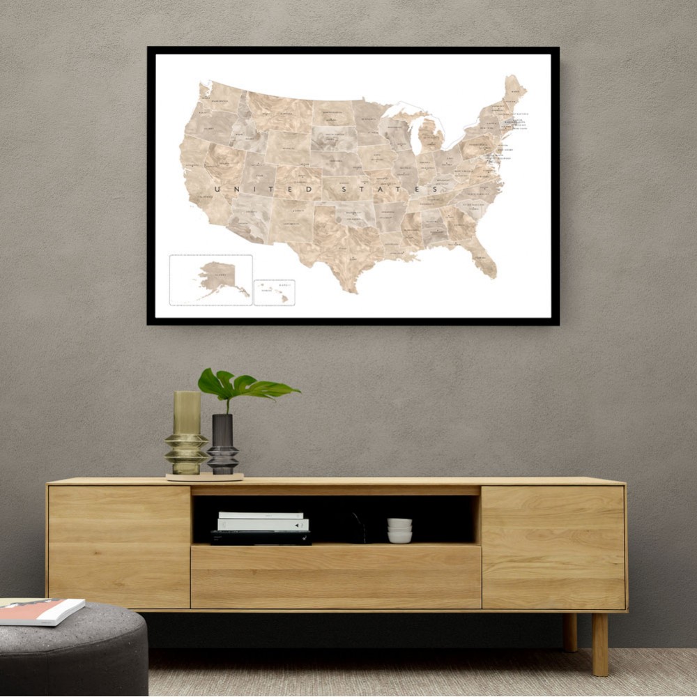 Taupe watercolor US map