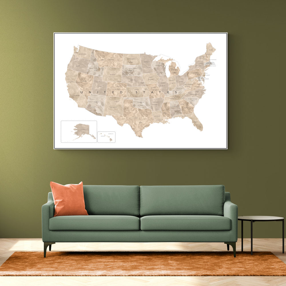 Taupe watercolor US map