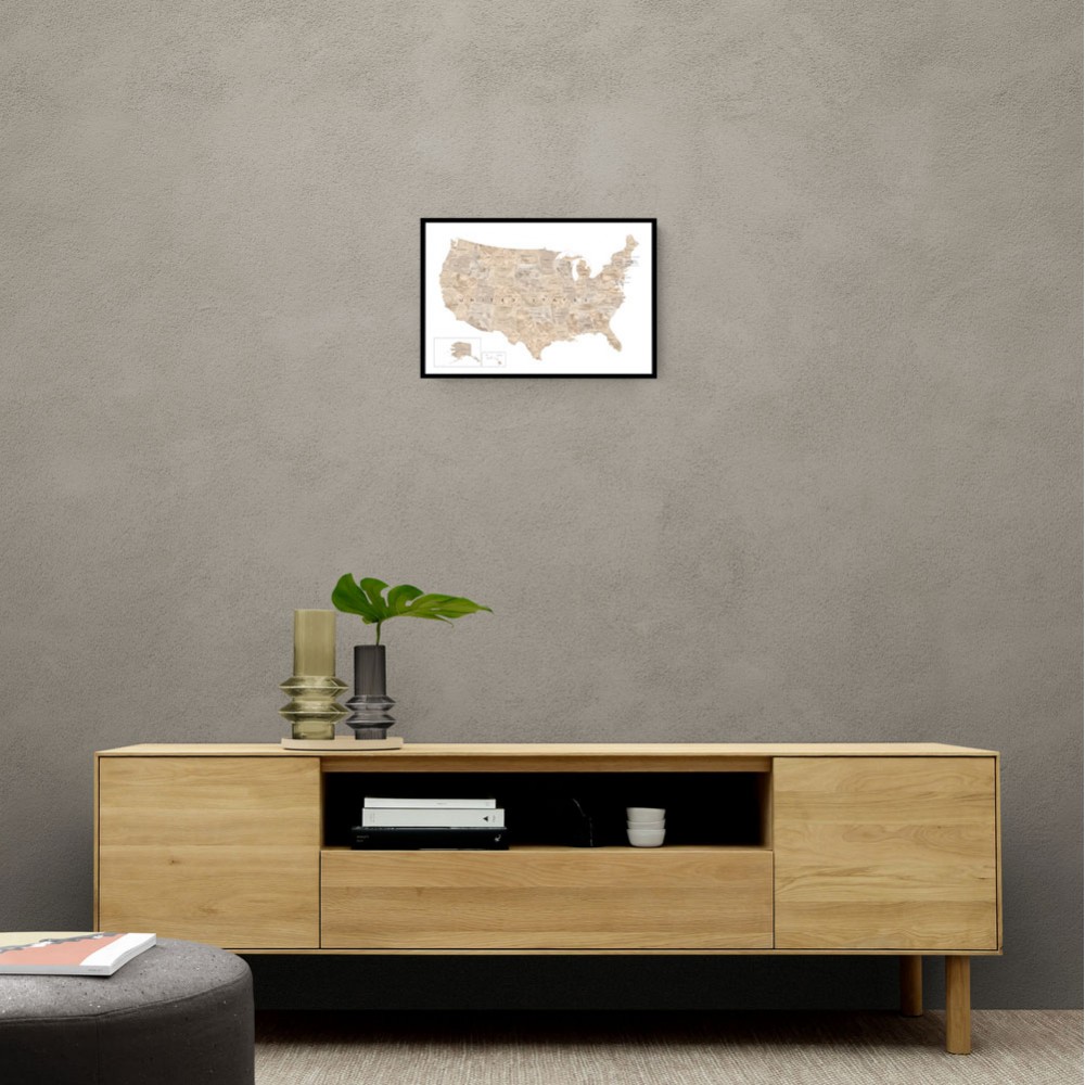 Taupe watercolor US map