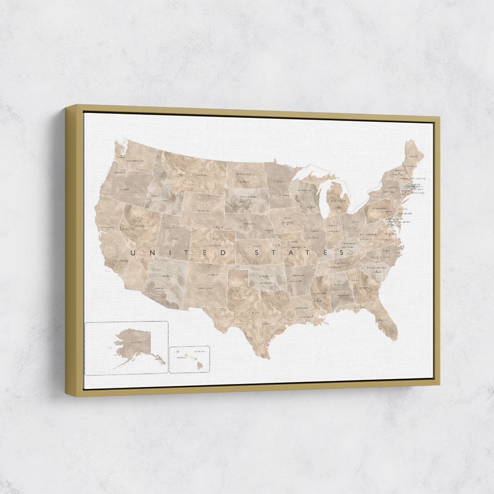 Taupe watercolor US map