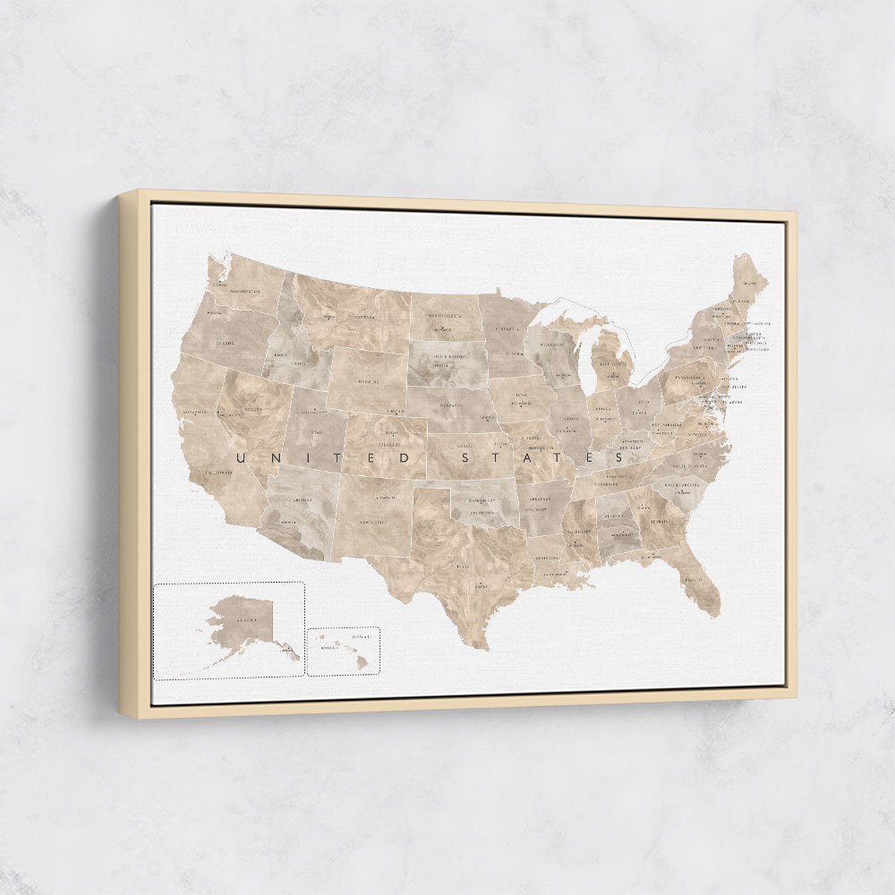 Taupe watercolor US map