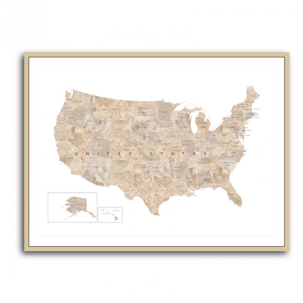 Taupe watercolor US map