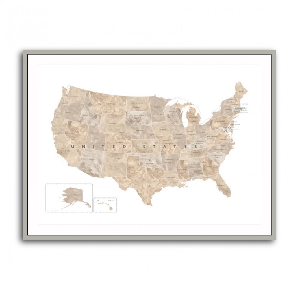 Taupe watercolor US map