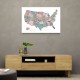 Pink and teal watercolor map of the US